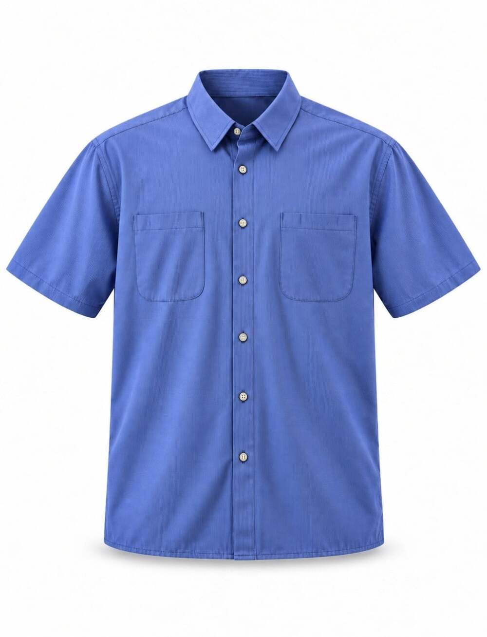 Cintas Men 2XL Blue Short Sleeve Work Shirt Uniform Industrial Button Up